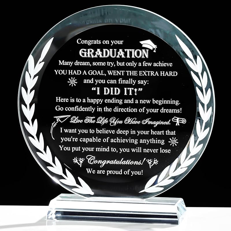 Movdyka Graduation Gifts for Her Him 2025, High School College Graduation Gift for Women Men, Crystal Decor Plaque, Class of 2025 Graduation 15cm Graduation