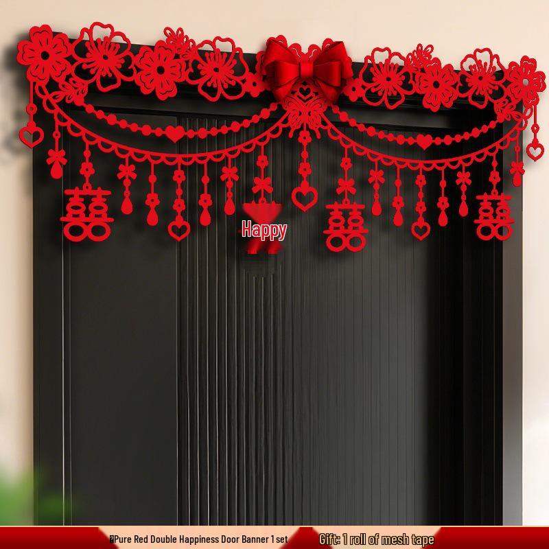 Wedding Room Decoration - Bride & Groom Bedroom Double Happiness Door Sticker Set
