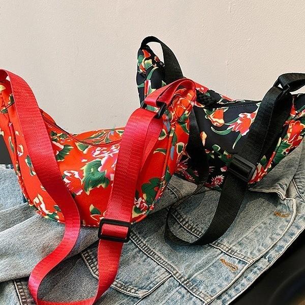 Trendy Floral Oxford Cloth Large Hobo Bag For Women Street Style In 2024