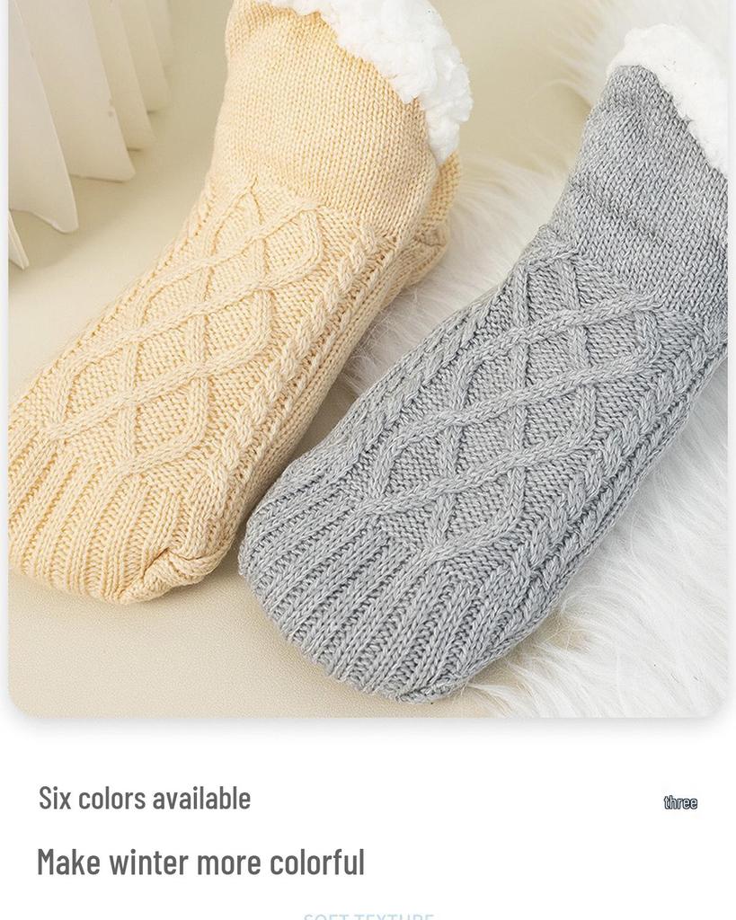 Zimní fleecem podšité protiskluzové teplé domácí ponožky a návleky na nohy pro dospělé