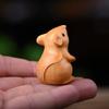Cute Zodiac Mouse Statuette Wood Carved Animal Figurine Sculpture Home Decor Hamster Statue  Home