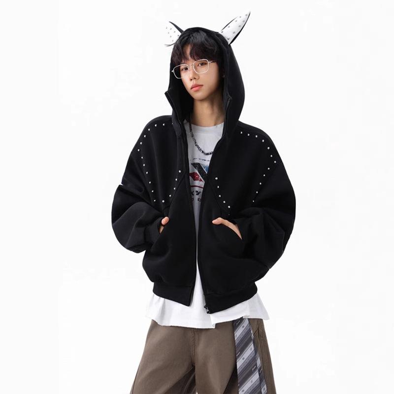 

Толстовка с капюшоном Мужская и женская Осенний тренд Нишевая Универсальная куртка XXXL чёрный