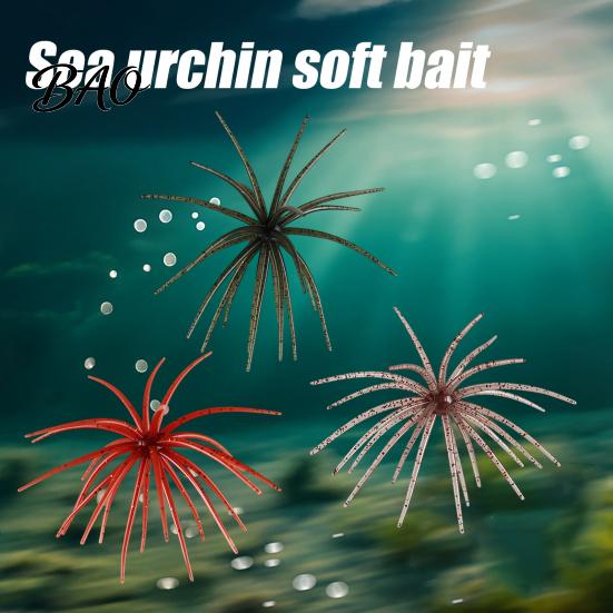 Realistic Bionic Fishing Tackle Floating Sea Urchin Soft Lures, Highly Elastic TPE Baits, Versatile Glue Baits for Rivers Flexible Tentacles
