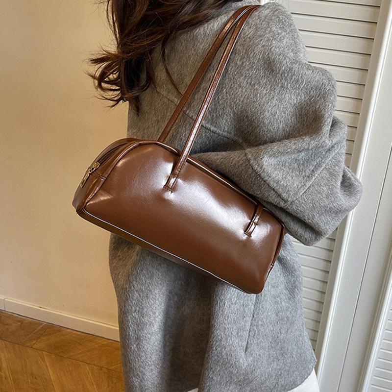 New High-end Underarm Bag Vintage Style Women's Shoulder Bag PU Commuter Tote Bag Fashion Solid Color Handbag