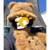 Plush Tiger Pattern Ear Hat Scarf Integrated Bucket Hat Winter Cold and Warm