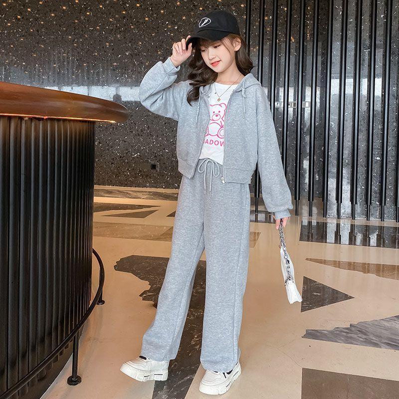 Teenage Girls Clothes Sets Spring Autumn Vest + Coat + Pants 3PCS Fashion Baby Kids Tracksuit Children Clothing 6 8 10 12 13 Year