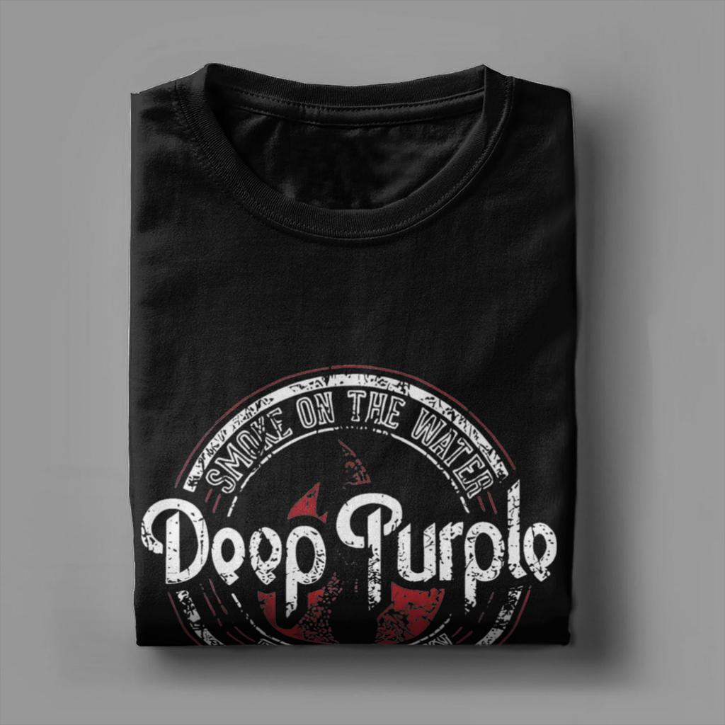 Deep Purple English Rock Band Album Men's T Shirt Amazing Tee Shirt Short Sleeve Round Neck T-Shirts Cotton Plus Size Clothes