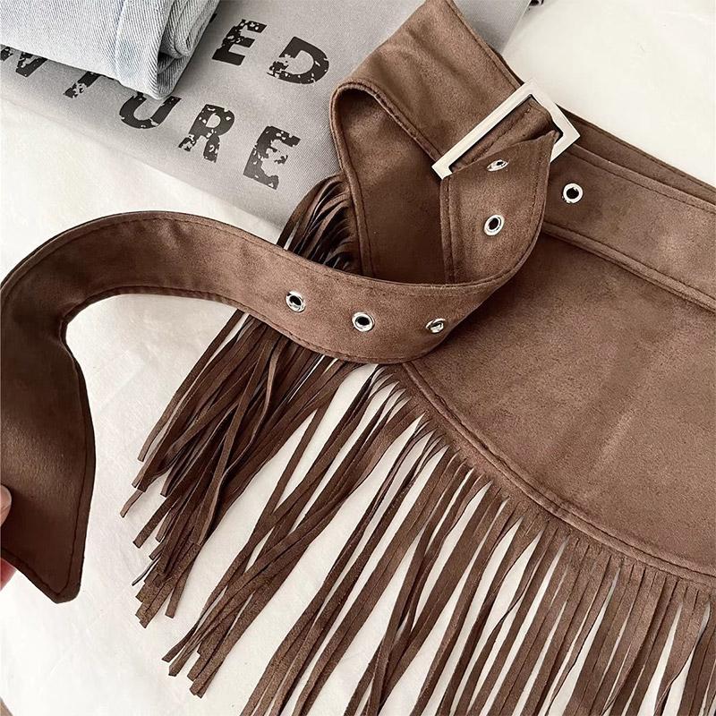 Retro Western British Style Sheepskin Waist Cover With Personalized Trendy Tassel Women's New Versatile Waist Belt To Look Thin