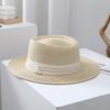 Spring and Summer Beach Flat Top Hat Women's Straw Knitted French Wide Brimmed Jazz British Sun Hats