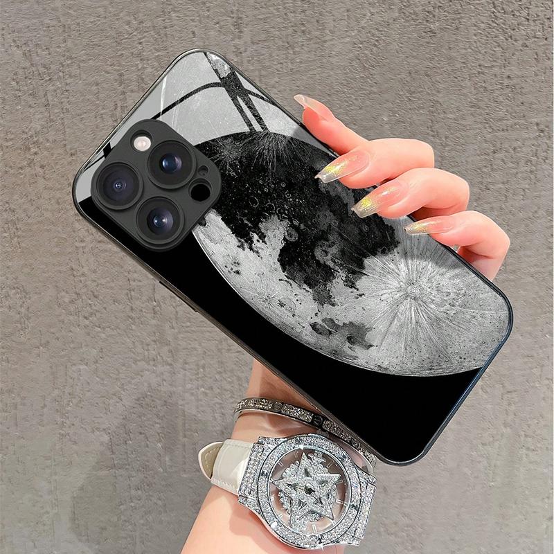 Universe Earth Pattern Tempered Glass Phone Case For iPhone 17 Pro Max 16 15 14 13 12 11 Pro 17Air 16E 7 8 Plus XR XS X Cover