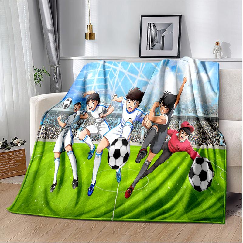 Anime Captain Tsubasa Fußball-Cartoon-Decke, weiche Überwurfdecke für Zuhause, Schlafzimmer, Bett, Sofa, Picknick, Reisen, Büro, Decke, Kind