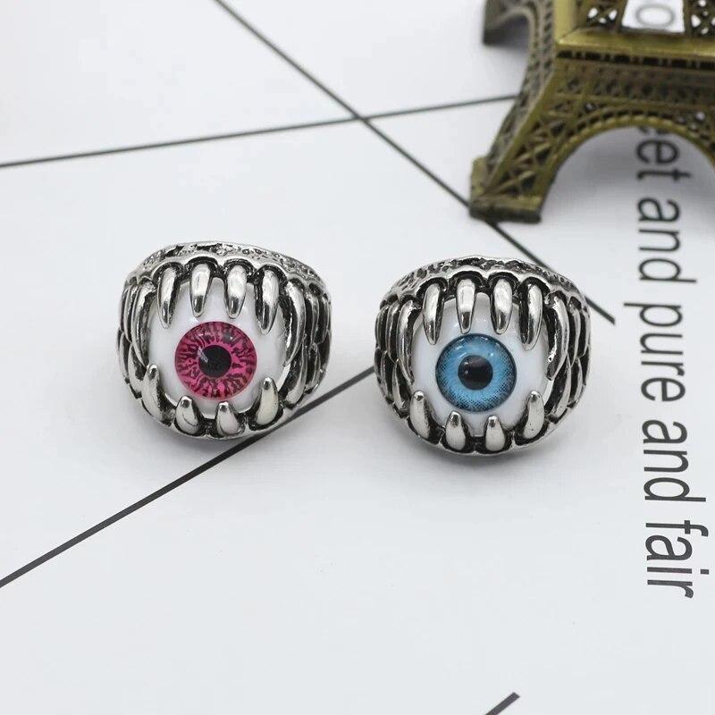 Moda bărbați Vintage Dragon Claw Evil Eye Inel Fashion Devil Eyeball Inele de petrecere Bijuterii bărbați Anime Craniu Hip Hop