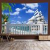 Window Sill Garden Beach View Large Tapestry Wall Hanging Bohemian Hippie Tapestry Room Aesthetic Living Room Home Decoration