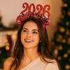 Tiara de Lantejoulas 2026 Ano Novo Colorida Confortável Estrela Listrada Celebração Número Flexível Aro de Cabelo Eventos de Carnaval