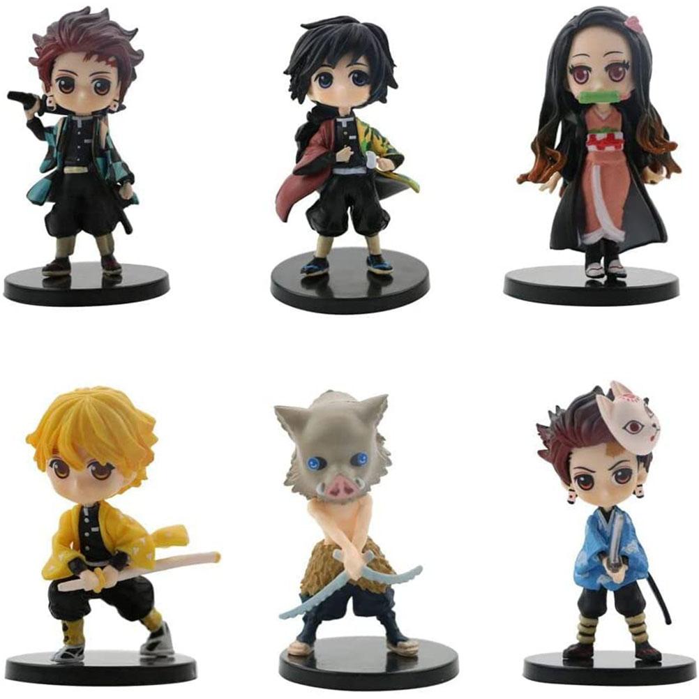 6 Pcs Japanese Anime Figures PVC Action Figure with Base Anime Collection Figurine Doll Toys Gift for Fans Children