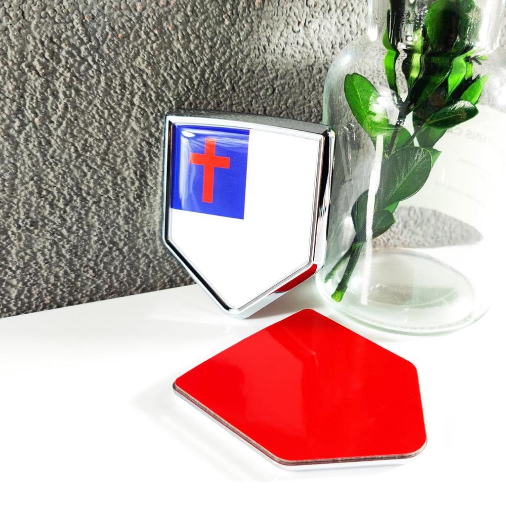 Newperlite Christian Flag Emblem Christian Cross Church Jesus Faith Decal Car Sticker Chrome Shield Flag 2 Pack