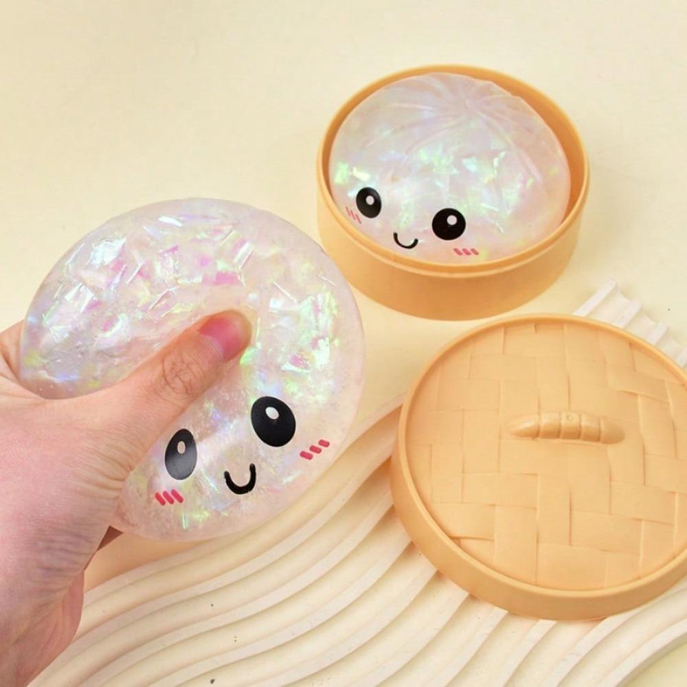 Squishy  Lifelike Sparkling Dumpling Press Plaything Soft Tpr Transparent Ribbon Stress Ball Decompression Fidget Toy For Kids Adults
