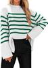 Autumn and Winter Hot Sale European and American Fashion Striped Loose Fat Sleeve Women's Knitted Sweater