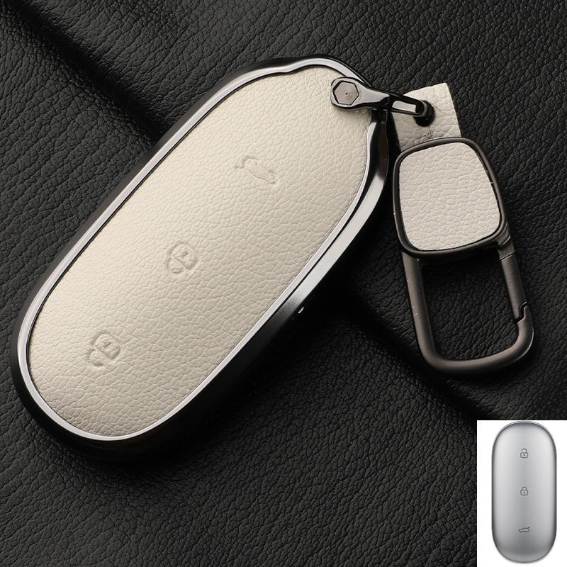 For Lixiang L9 L7 L8 L6 Key Fob Cover Leather Car Case Aluminum Buckle Alloy Keychain Accessories G4B7 Li Auto Inc