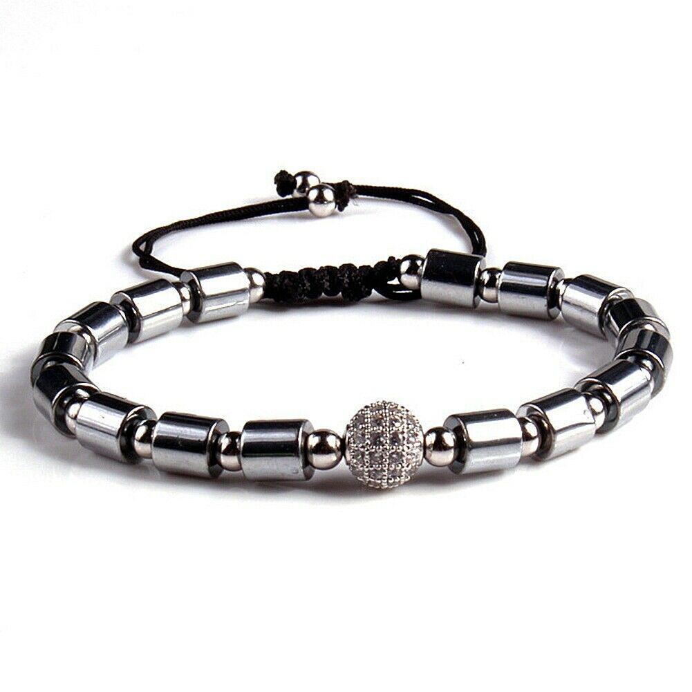 

Мужской женский браслет из камня, черные гематитовые бусины, энергетическое исцеление