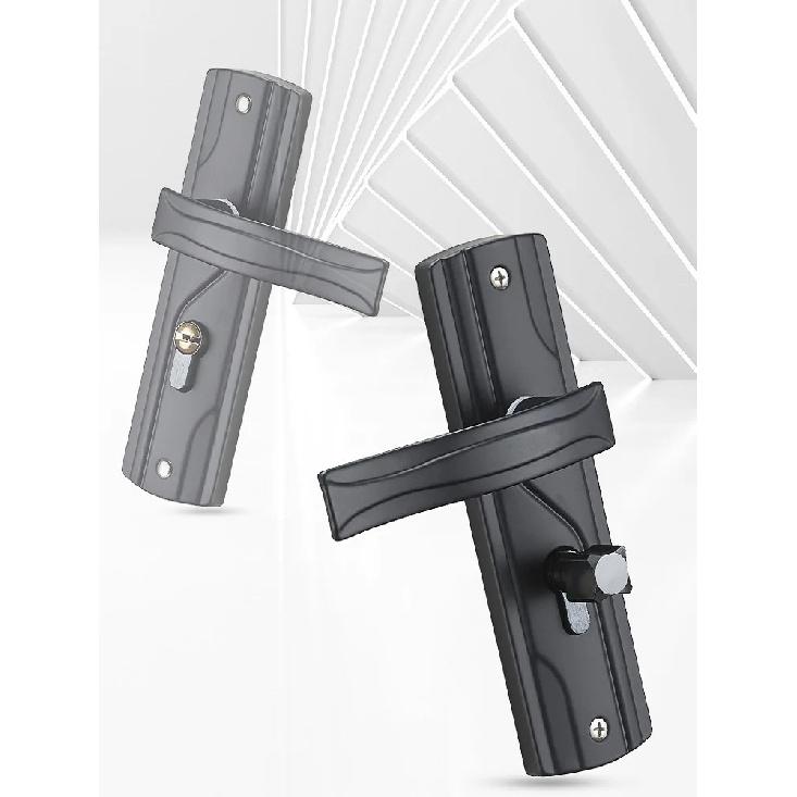 Door Handle Lock Manganese Steel Silent Bearing Universal Door Lever Lock Set with Keys for Home Bedroom Black