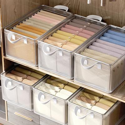 Organizzatori per vestiti, vestiti, biancheria intima, scatola portaoggetti trasparente con maniglia, struttura in acciaio inossidabile, organizer per guardaroba