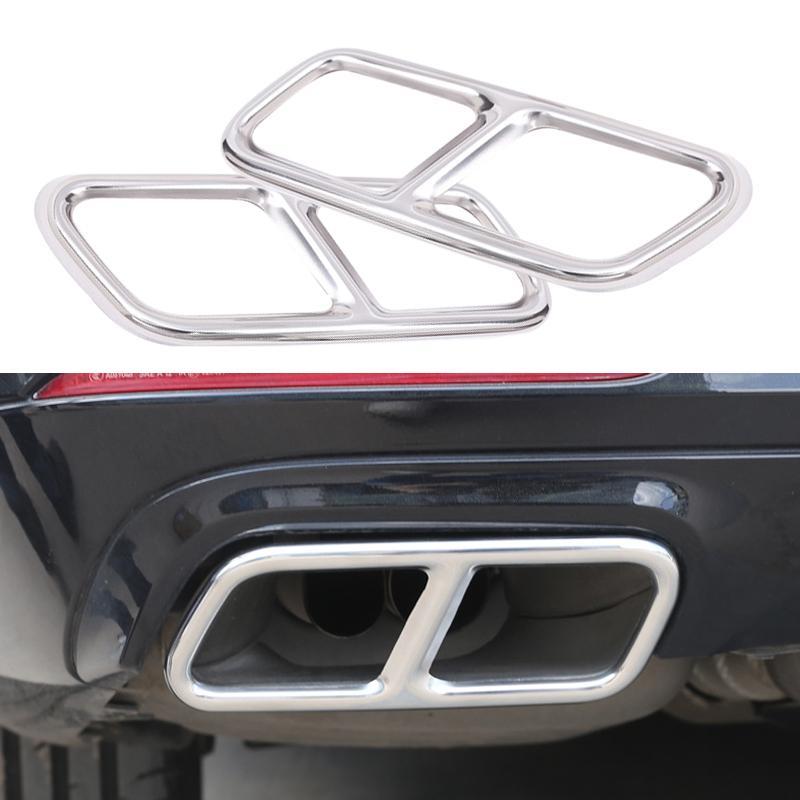

2Pcs/ Set Silver Dual Exhaust End Pipe Muffler Tip Trim Cover Fit For Mercedes S Class W221 W222 C217 Stainless Steel