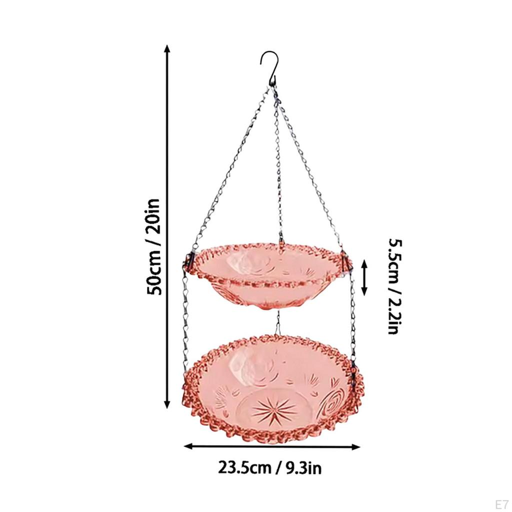 Bird Feeder for Garden, Hanging Bath Ornament, Double Layer Feeder, Garden Bath,