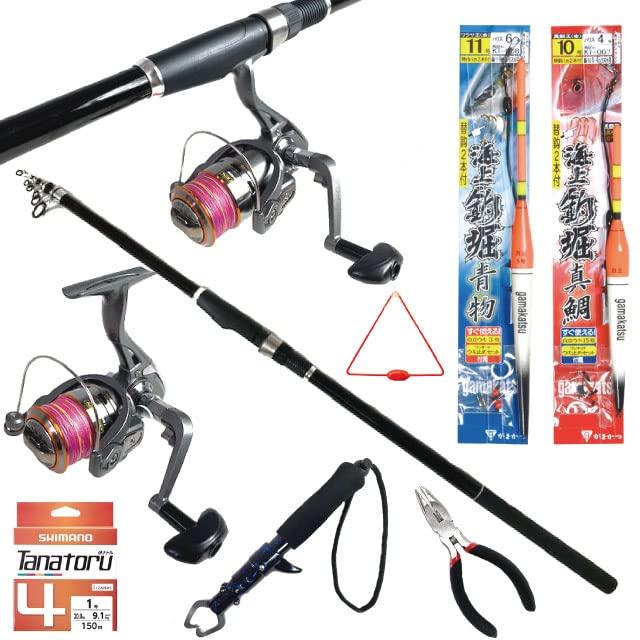 Complete Fishing Set for Sea Fishing Ponds line fishing and fishing pond set with PE Beginner s (Pre-spooled included rod, reel, tackle) (Sea