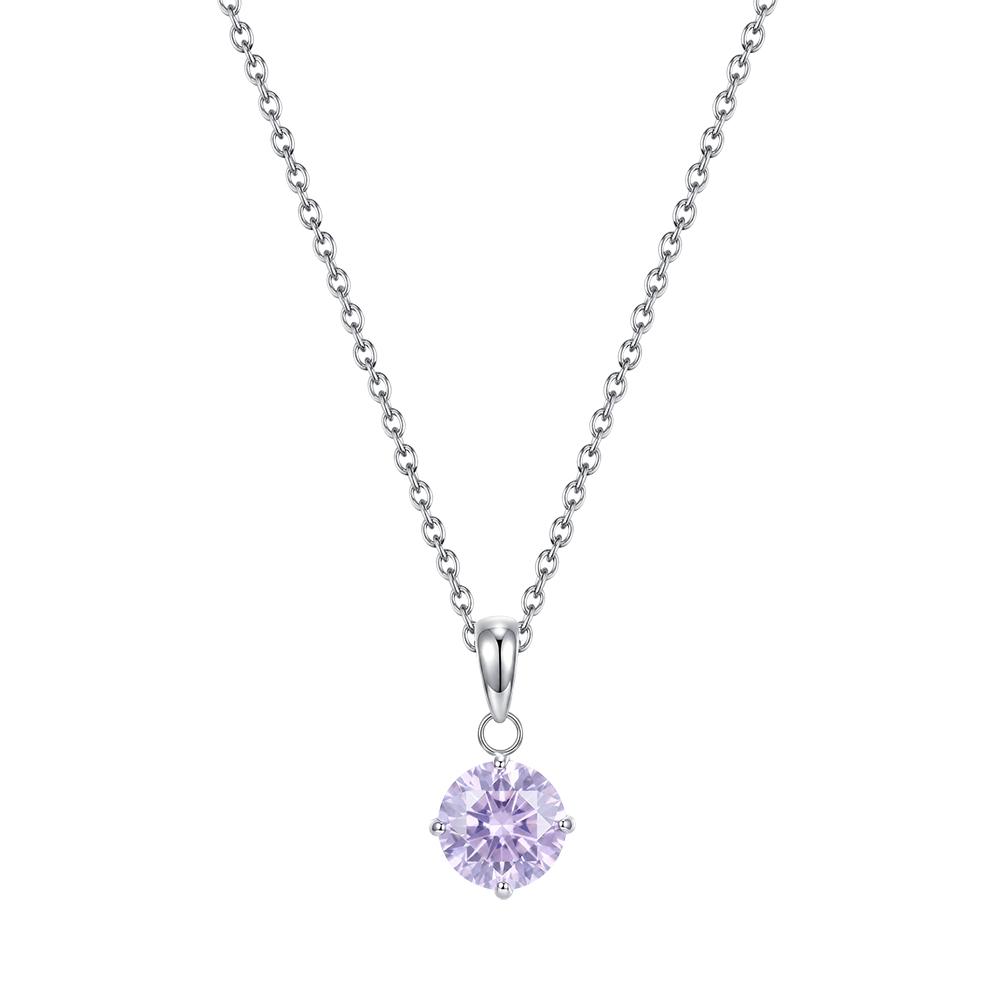 Round Birthstone Pendant Necklace 316 Stainless Steel Multi Color Cubic Zirconia Adjustable Chain Necklaces Birthstone Jewelry
