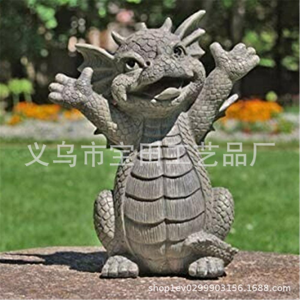 Little Dinosaur Meditation Statue, Home Garden Decoration Luminous Dragon Garden Decoration Resin Handicraft Ornament