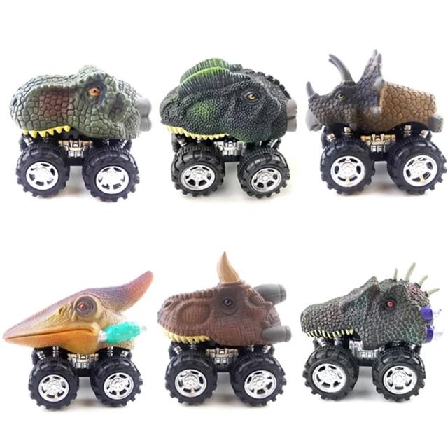 Illuminazione musicale Dinosauro Auto da trasporto Camion Tirare indietro Dino Car Veicolo Contenitore Modello di stoccaggio Giocattoli per bambini Ragazzi Regalo di compleanno per bambini