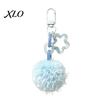 Plush Ball Bag Charm Keychain, Fluffy Pompom Pendant with Hollow Star, Backpack Star Chain Purse Decorative Accessories, Gift for Women Girls Colorful