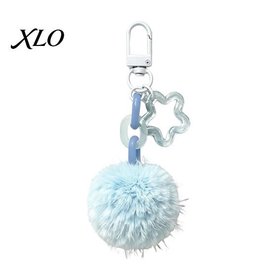 Plush Ball Bag Charm Keychain, Fluffy Pompom Pendant with Hollow Star, Backpack Star Chain Purse Decorative Accessories, Gift for Women Girls Colorful