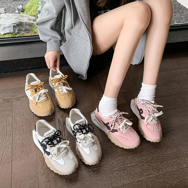 2025 Spring New Thick-soled German Training Shoes Women's Color Matching Versatile Forrest Gump Shoes Fashion Casual Lightweight Sports Women's Shoes