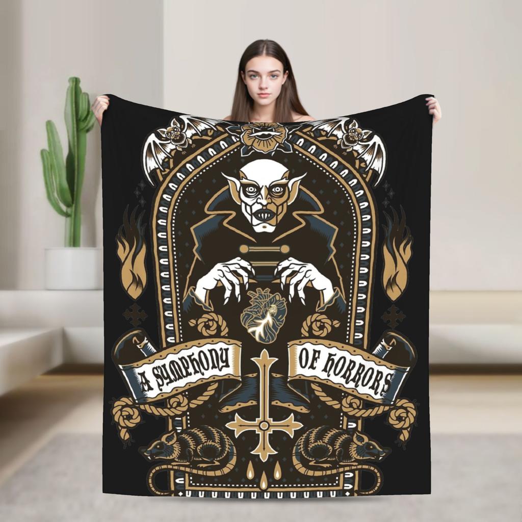 Masquerade Clan Nosferatu Revised Knitted Blankets Flannel  Super Warm Throw Blankets for Airplane Travel Bedspread