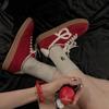 Fashion 2025 New Spring and Autumn Retro Light Flat Shoes Cowhide Sneakers Red And Blue And Beige Ladies' Daily Comfort Desginer Shoes