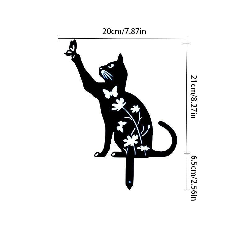 Cat Ground Stake Ornament Ground Plug Outdoor Garden Balcony Art Decoration Metal Crafts