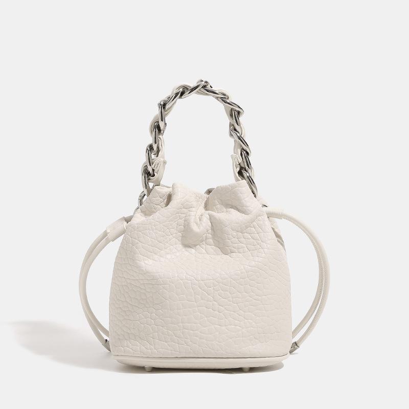 Silver Wandering Woven Chain Bucket Bag, New Female Niche High-end Sense, Hand-held Crossbody Small Bag, Shoulder Bag