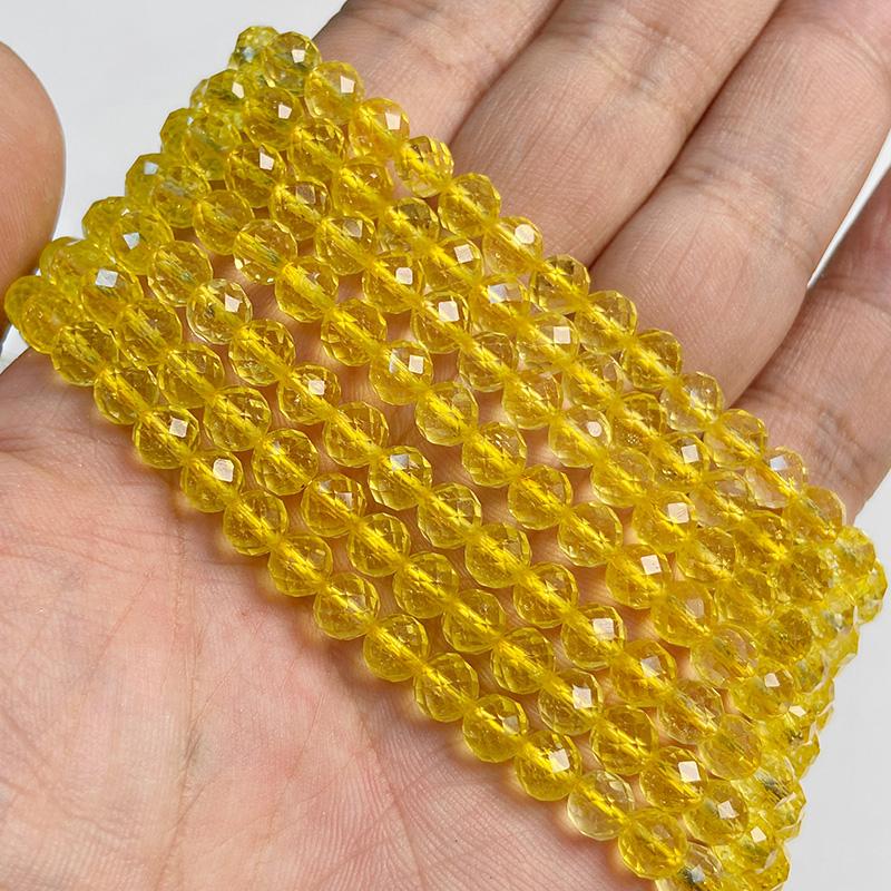 6MM Faceted Round Spacer Gem Stone Beads Loose Crystal Quartz Jaspers Bead For Beadwork Jewelry Making Women Bracelet Necklace