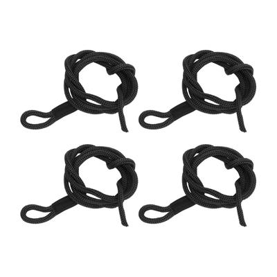4 PEZZI Cima d'Ormeggio 1,5 m di Lunghezza Poliestere ad Alta Resistenza Resistente all'Usura Corde Parabordi per Barca per Marino Nera