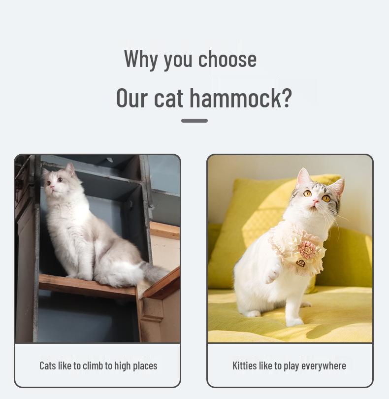 Cat Hammock with Suction Cups – Nail-Free Hanging Basket for Windows, All-Season Universal Balcony Bed