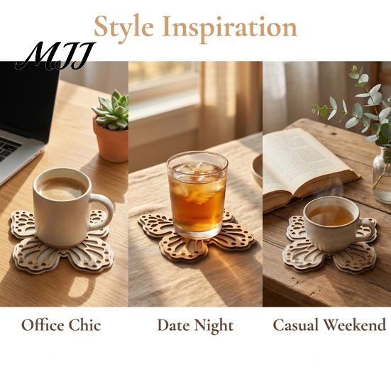 Wooden Mats for Hot Drinks Turtle/Butterfly Coasters Coffee Mugs And Tea Cups, Heat Resistant Rustic Kitchen Table Decor Mats, Insulation Pad