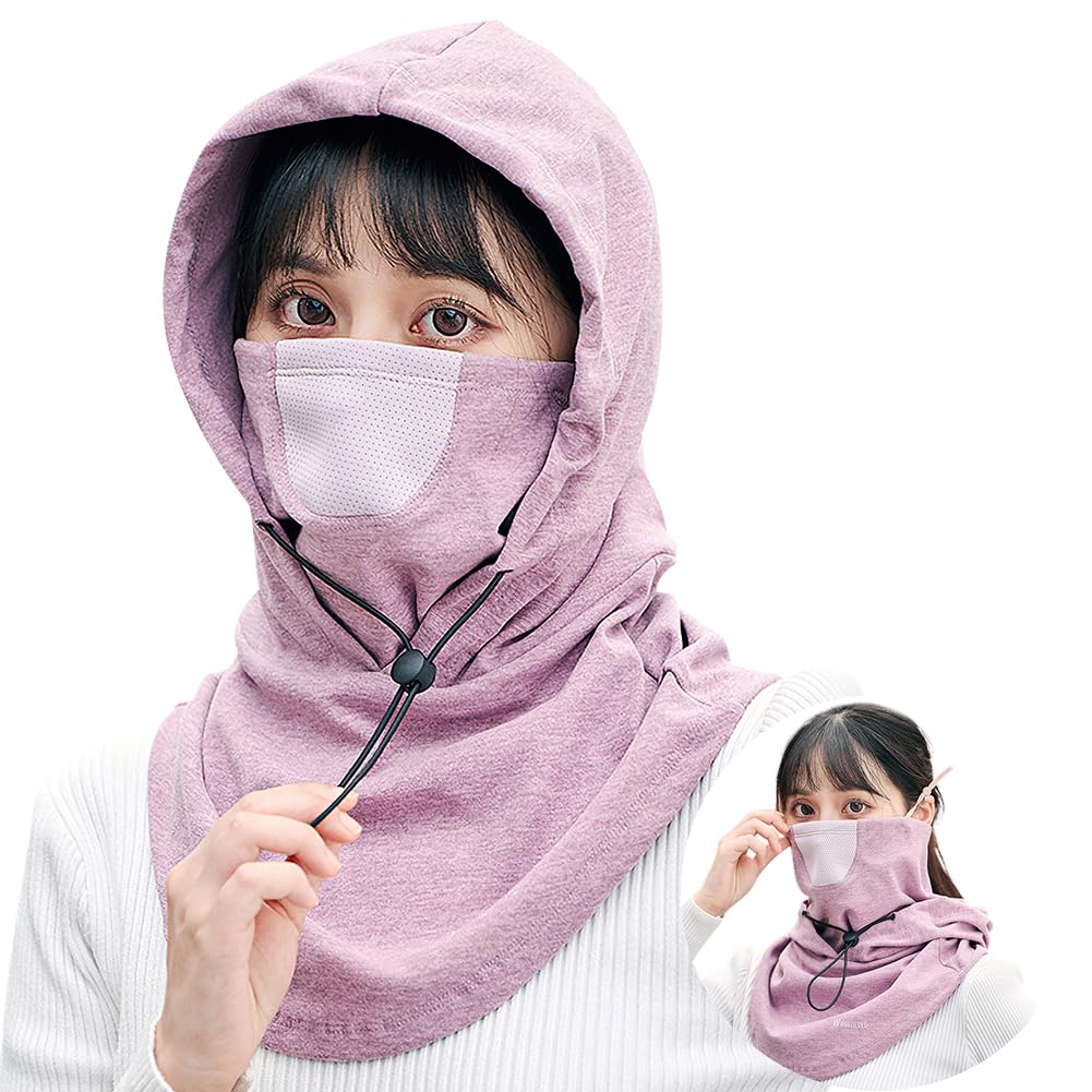 

Шапка-балаклава Lavento для шеи и лица для осени и зимы, вентилируемая, регулируемая, мягкая и теплая, длинная, под шлем, один размер подходит всем, унисекс, для улицы, для тепла, фиолетовый