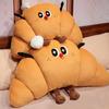 Croissant Shaped Stuffed Pillow Cute Plush Croissant Pillow with Legs Back Cushion Lumbar Support Pillow