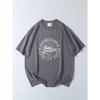 Vintage Locomotive Print Short-Sleeve T-Shirt for Summer, Men's Export Surplus Casual Round-Neck Base Shirt