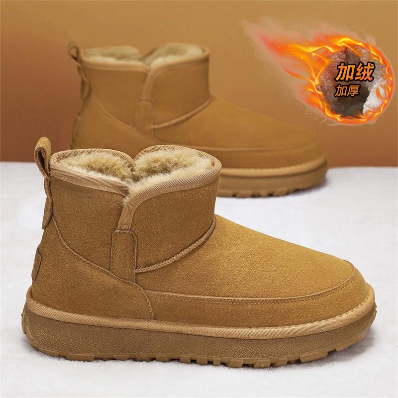 Snow boots winter velvet thickened fur integrated warm cotton shoes non-slip platform bread shoes lazy shoes