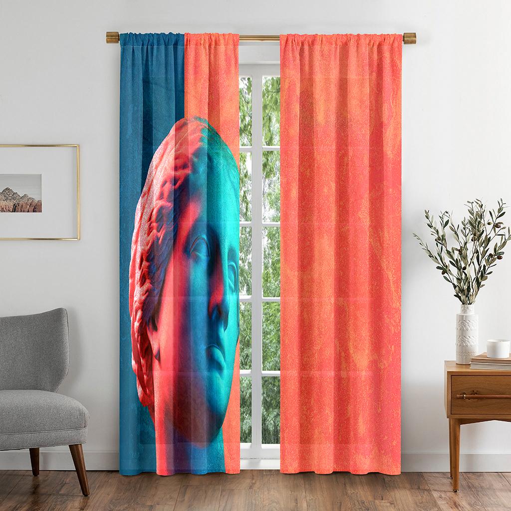 

Абстрактные красочные скульптуры поп-арт занавески для окон для детей гостиная спальня ванная комната кухня декор двери крючки 2 шт на продажу W50 X H130(CM)X2&Grommet Top