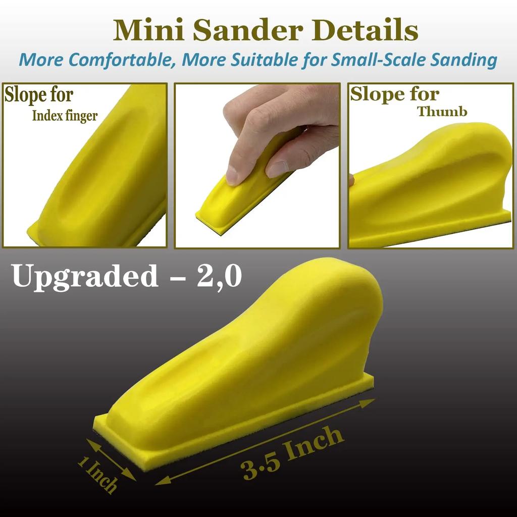 3.5”x 1” Mini Sandpaper Kit with Hook and Loop Sanding Block 71 Pcs Assorted 400/600/800/1000/1500/2000/3000 Grits for Polishing