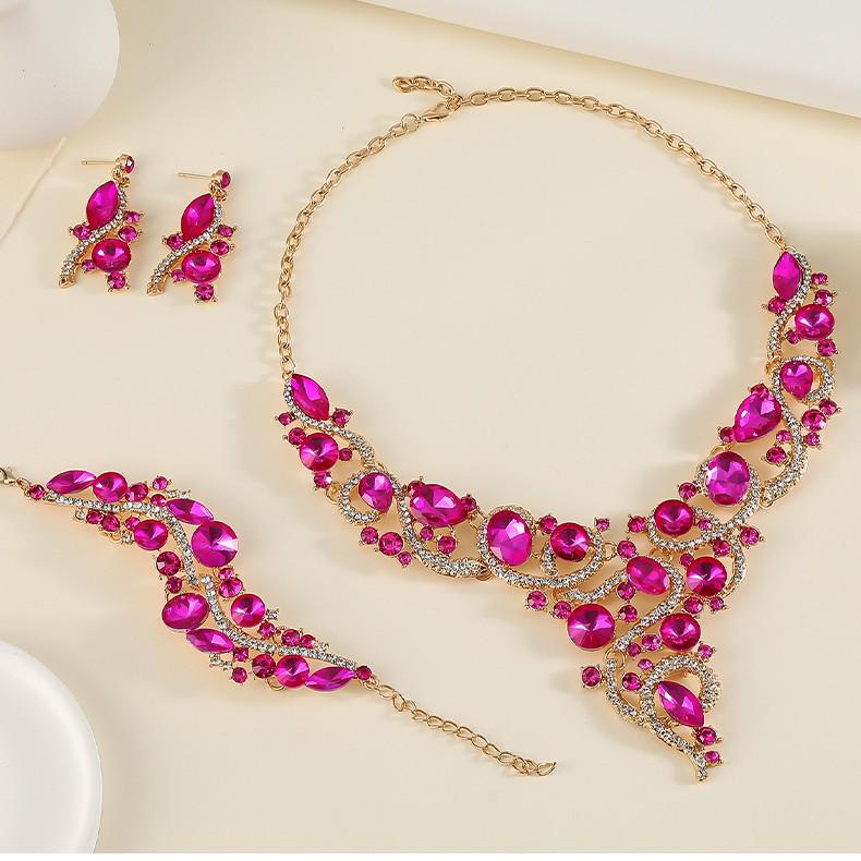 Retro Modeschmuck Set: Elegantes Halsketten-, Ohrring- und Armband-Set für Abendkleider